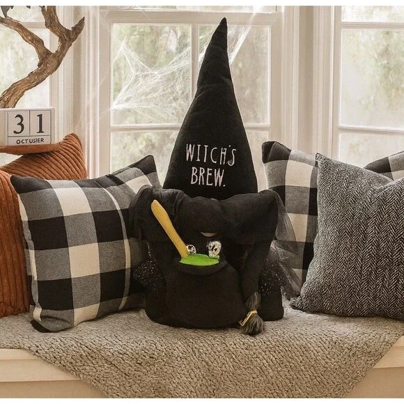 Rae Dunn Halloween Gnome Witch’s Brew Weighted Shelf Sitter Decor Black Hat Fall - Picture 1 of 9